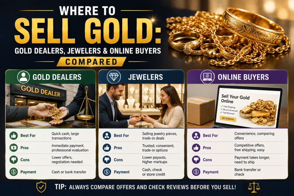 Best Place Sell Gold Dealers, Jewelers & Online Buyers Compared