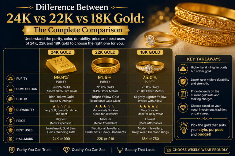 Difference Between 24K vs 22K vs 18K Gold The Complete Comparison